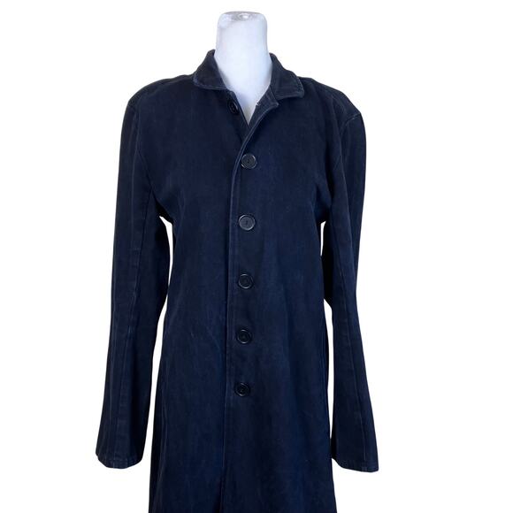 Red Balls On Fire Vtg Matrix Coat Trench Coat Mens Small Black Full Length - Picture 3 of 16